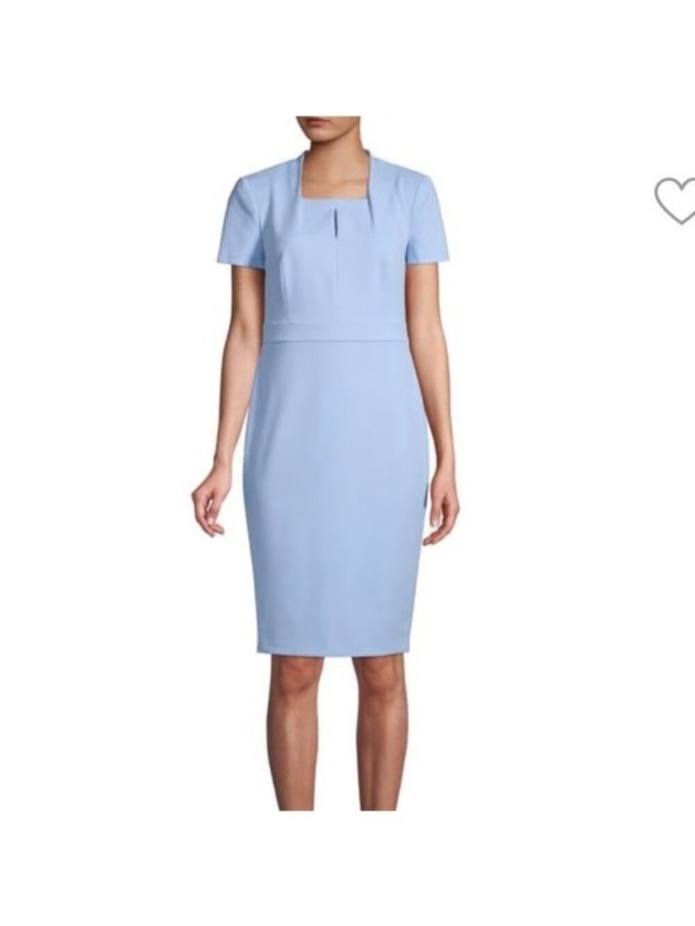 Calvin Klein Baby Blue Short Sleeve square neck Front slit cutout Crepe dress 12